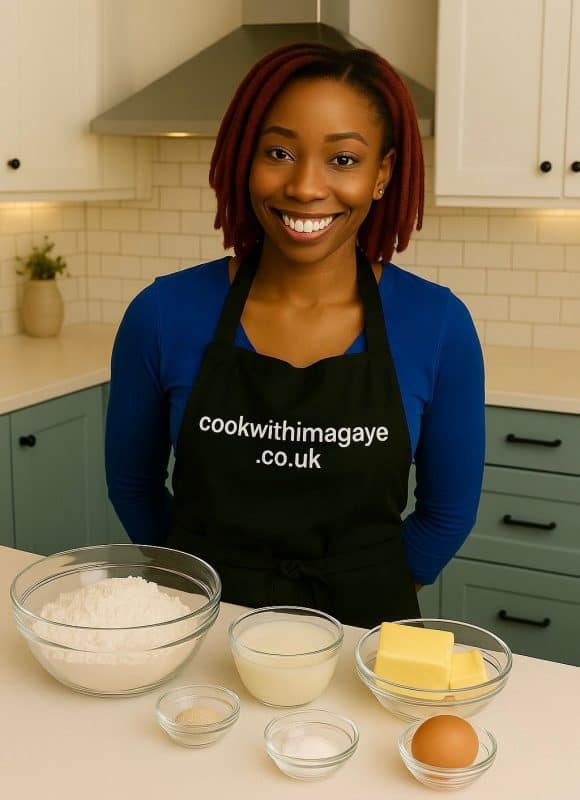 Pouring oil into a non-stick frying pan to begin cooking.