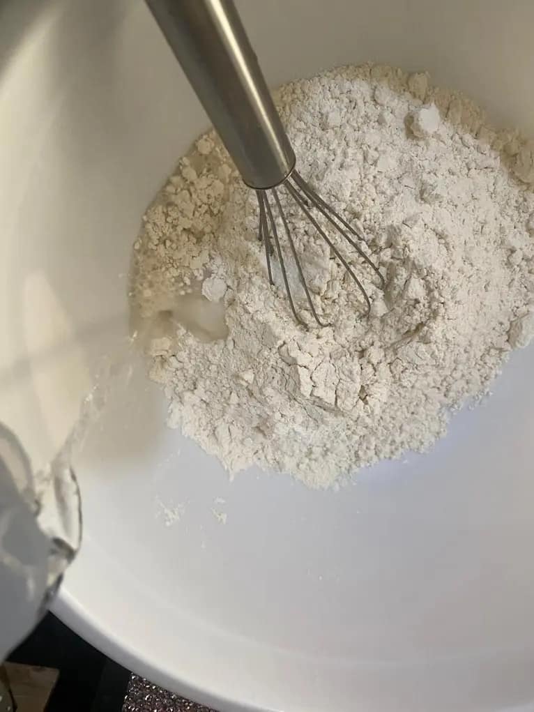 Whisking flour and water mixture for spring roll wrapper batter